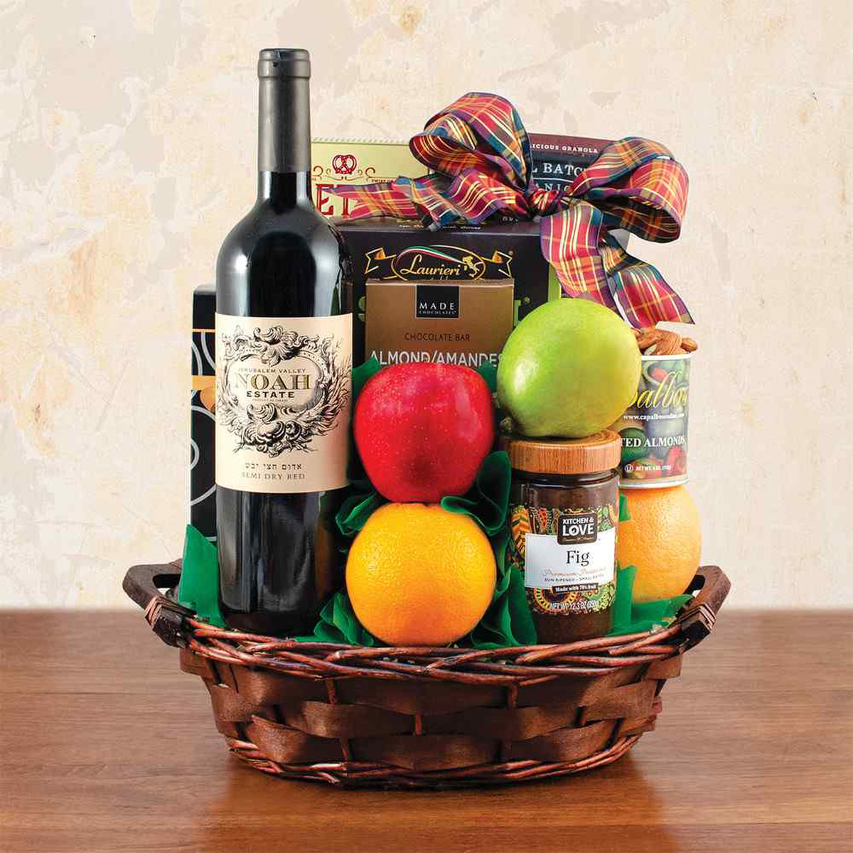 Sea of Galilee Fruit and Red Wine Kosher Gift Basket